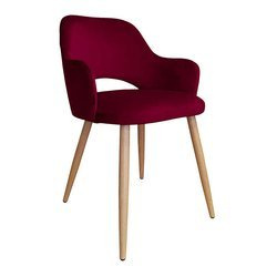 STAR upholstered chair in burgundy color MG-02 material with oak leg