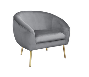 Grau gepolsterter Stuhl STAR Material MG-17 mit goldenem Bein