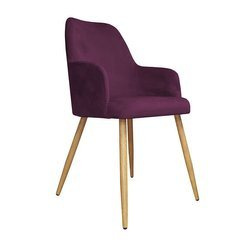 Upholstered PEGAZ chair in plum color, MG-02 material with oak leg