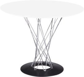 Round, white cyclone table