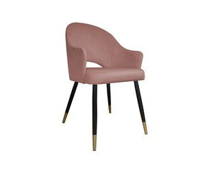 Pink upholstered DIUNA chair material MG-58 coral with gold legs