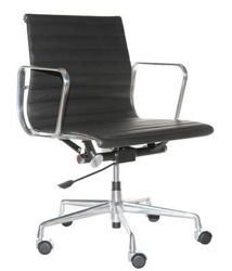 Armchair CH1171T black leather, chrome
