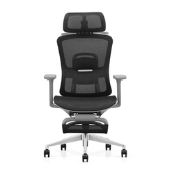 Fotel biurowy ergonomiczny z podnóżkiem Hamilton Czarno-szary