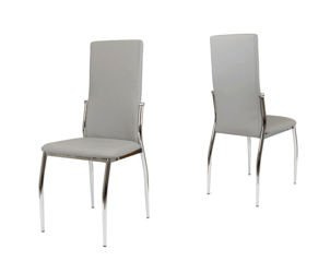 SK DESIGN KS004 GRAU Kunsleder Stuhl mit Chromgestell