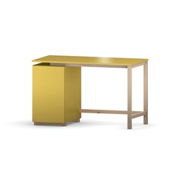 B-DES43 COLOR biurko z szafką na drewnianych nogach, różne kolory 120x60cm