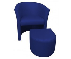 Granatowy fotel CAMPARI z podnóżkiem