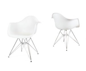 SK Design KR012F Biały Fotel, Chromowane nogi